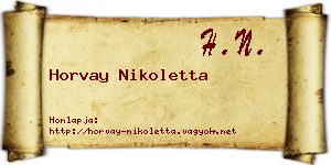 Horvay Nikoletta névjegykártya